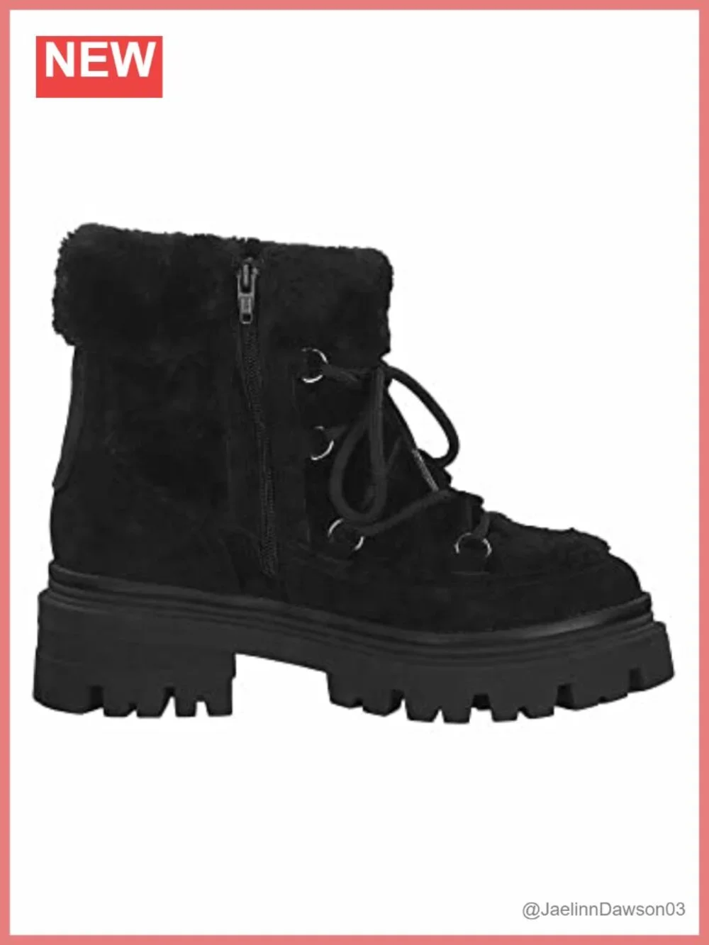 Tamaris Women's Leather Pull-On Low-Top Winter Snow Boots with Stacked Heel